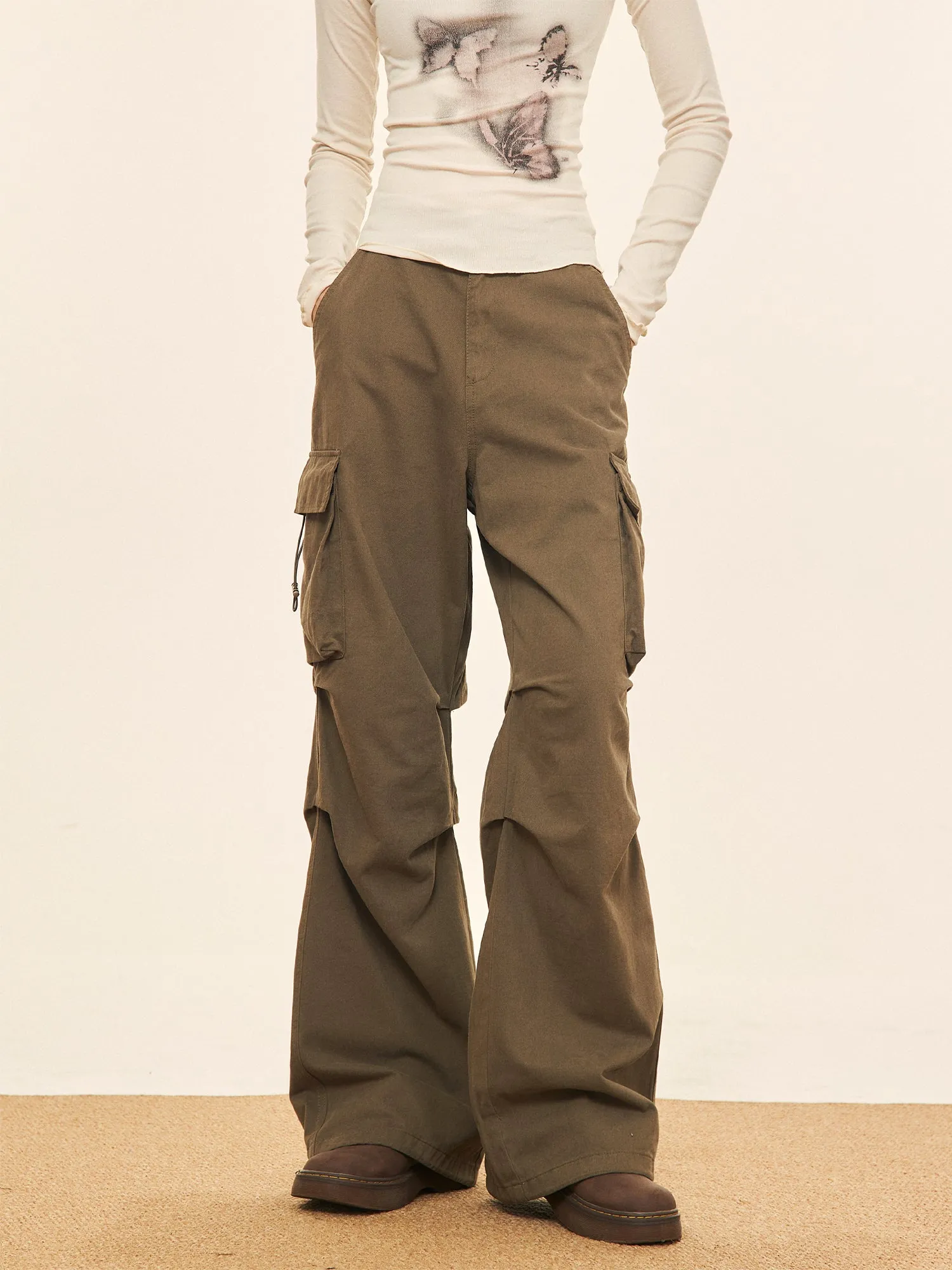 【24s Mar.】Brown Pleated Cargo Pants