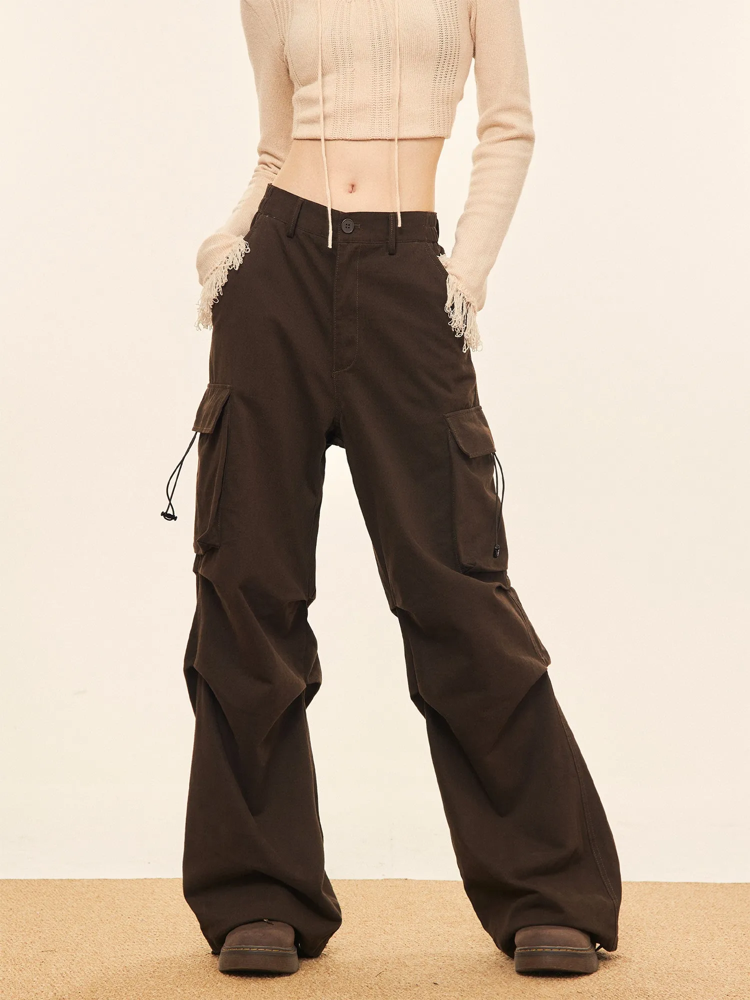 【24s Mar.】Brown Pleated Cargo Pants