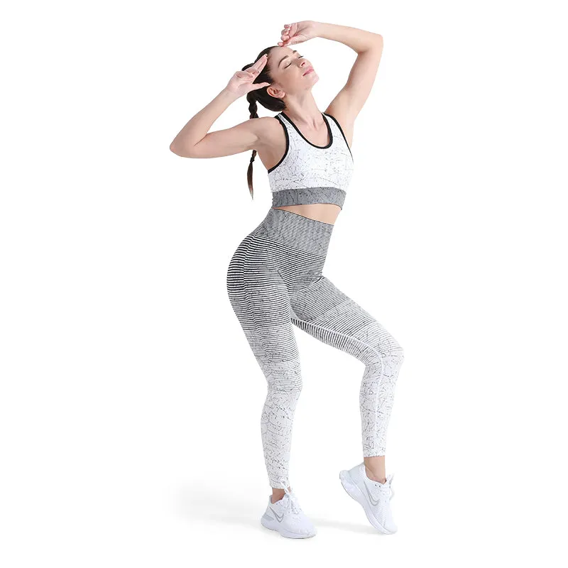 Alpha Camp Striped & Tie Dye Sports Pants High Waist Tummy Control Workout Yoga Leggings