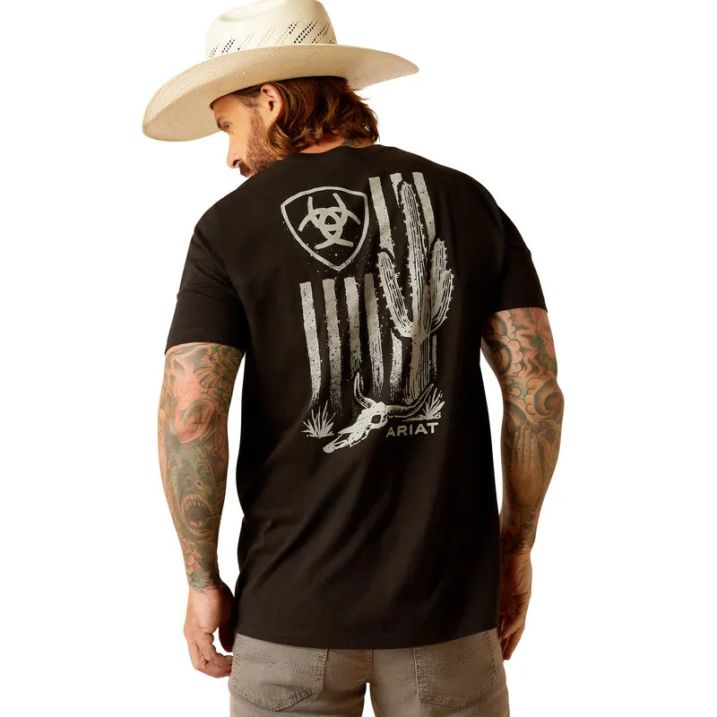 Ariat Men’s Ariat Cactus Flag Short Sleeve T-Shirt, Black