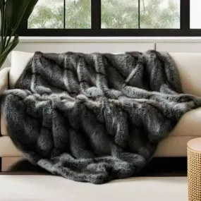 Faux Fur Blanket - Elegant Plaid Design for Beds & Sofas