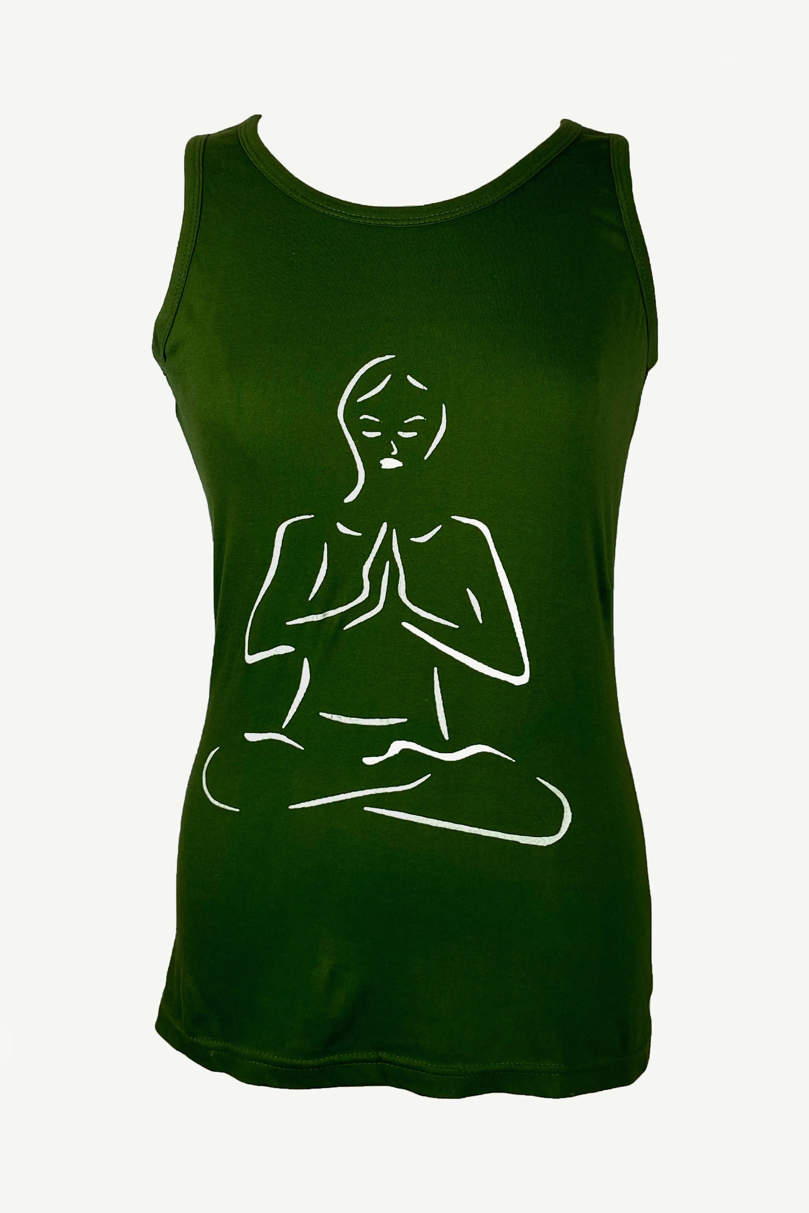 R 127 Meditating Buddha Knit Cotton Stretchy Yoga Tank Top