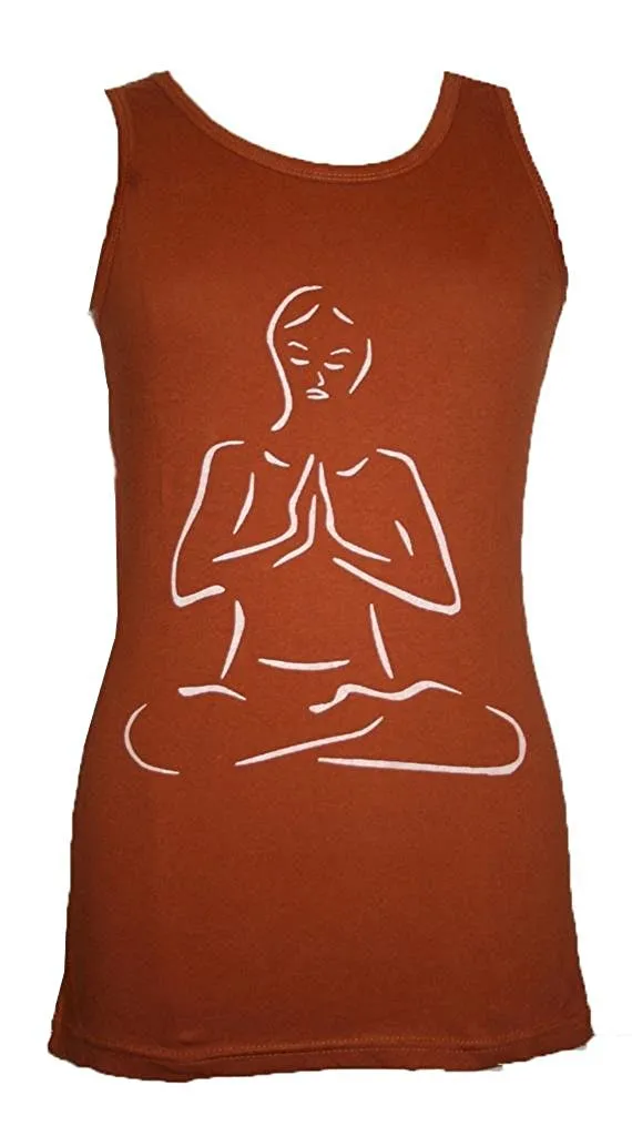 R 127 Meditating Buddha Knit Cotton Stretchy Yoga Tank Top