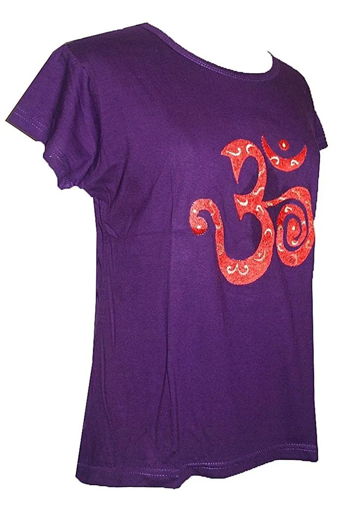 R 253 Om Embroidered Knit Stretchy Yoga Tee