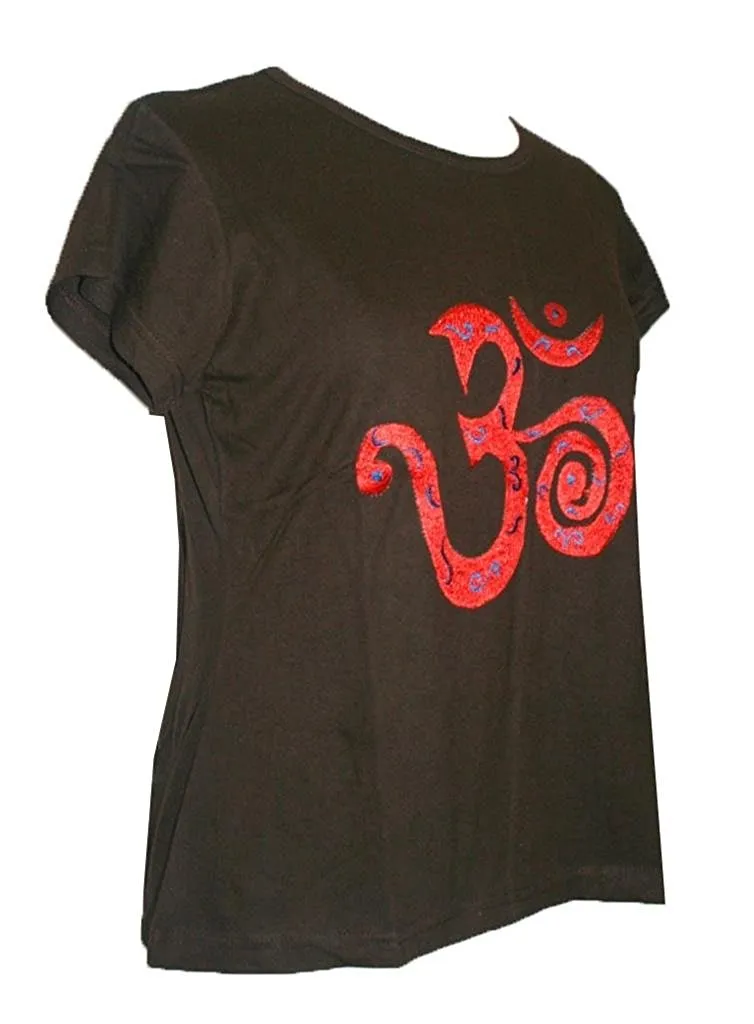 R 253 Om Embroidered Knit Stretchy Yoga Tee
