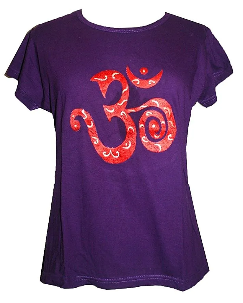 R 253 Om Embroidered Knit Stretchy Yoga Tee
