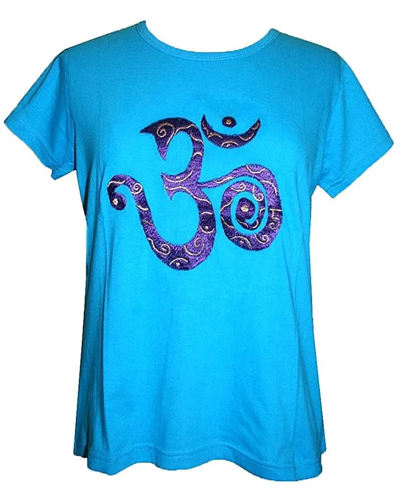 R 253 Om Embroidered Knit Stretchy Yoga Tee