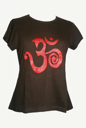 R 253 Om Embroidered Knit Stretchy Yoga Tee