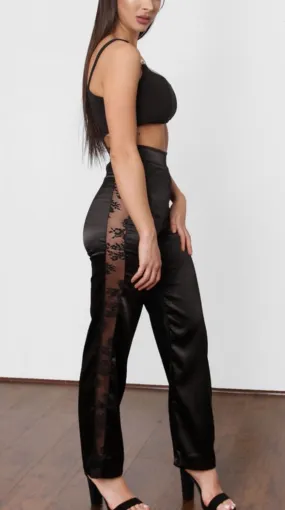 Shae - Lace Side Panel Satin Pants