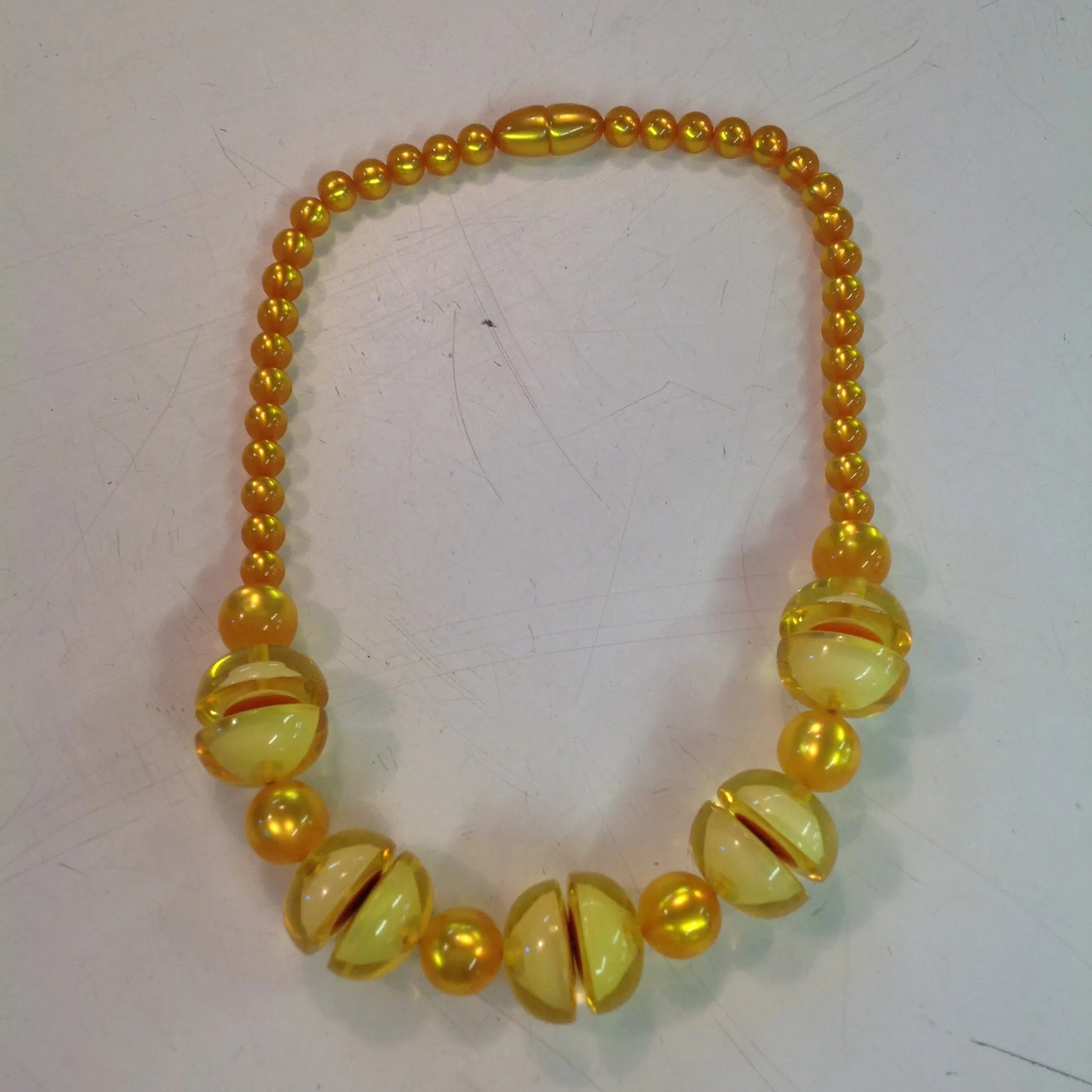 Vintage Plastic Honey Yellow Happy Chunky Beaded Choker