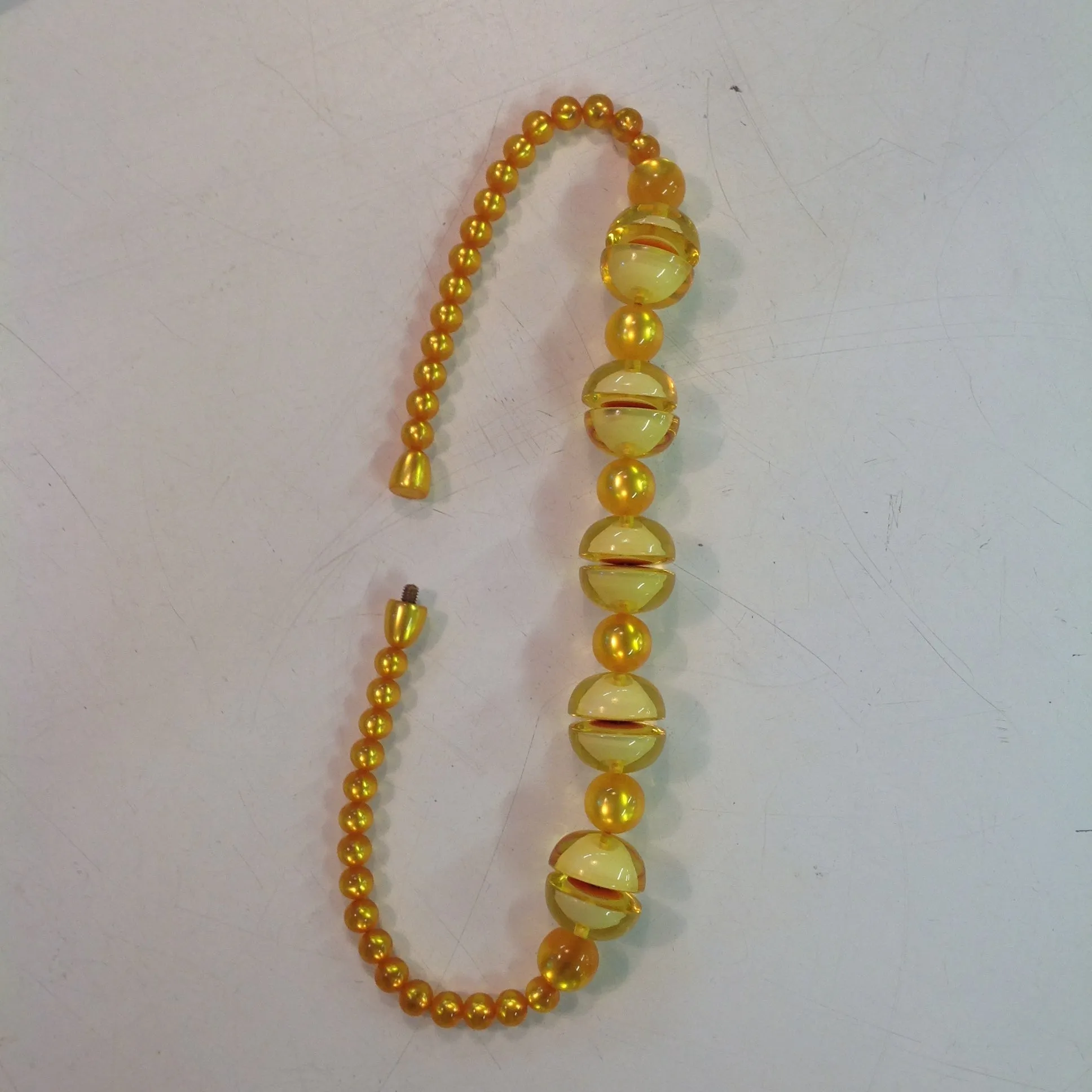 Vintage Plastic Honey Yellow Happy Chunky Beaded Choker