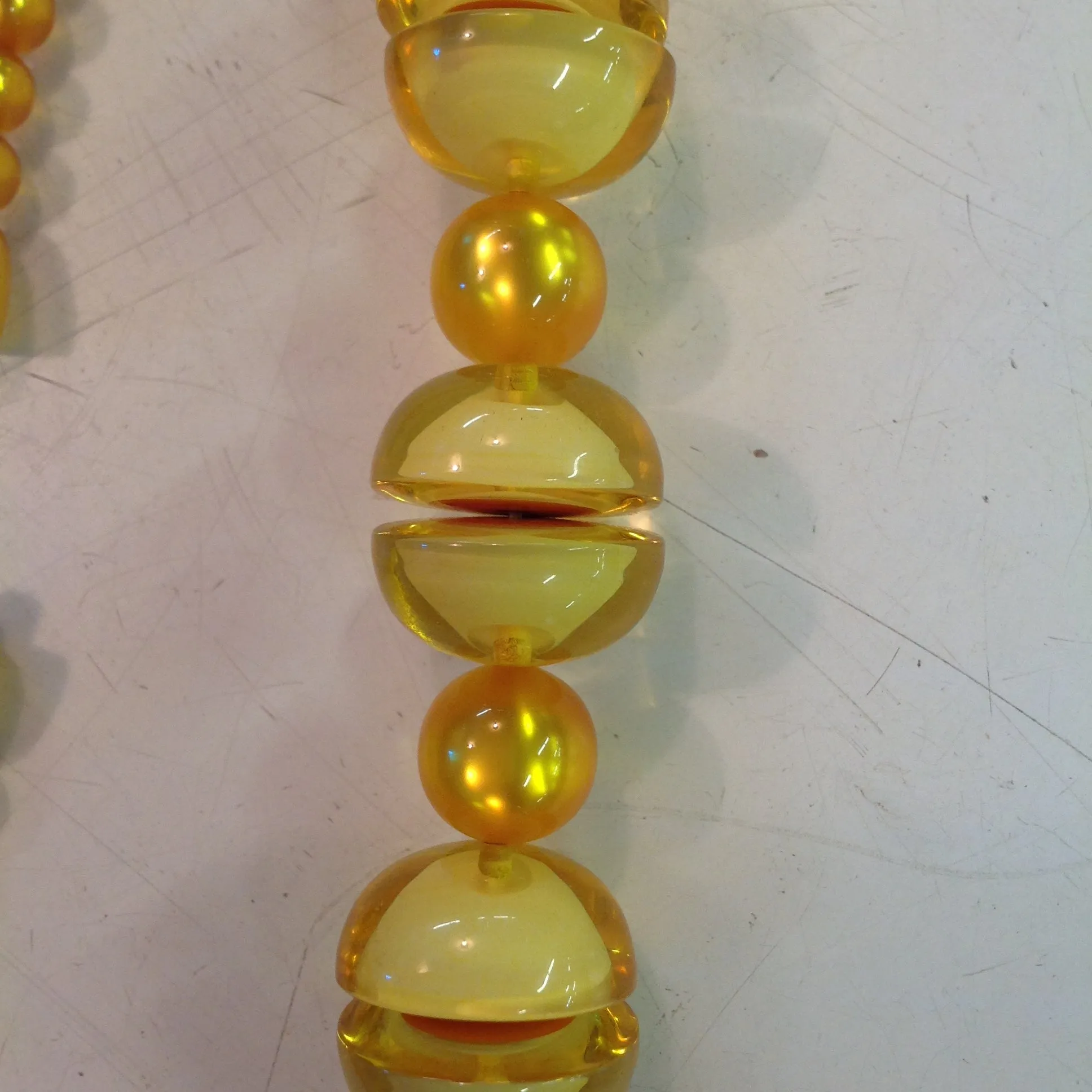 Vintage Plastic Honey Yellow Happy Chunky Beaded Choker