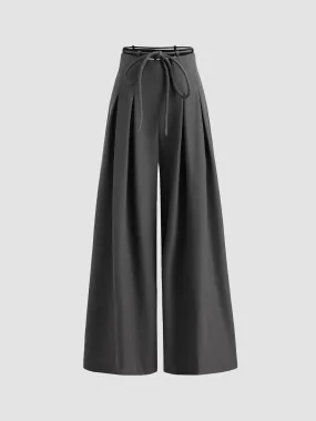 Waistband Pleated Palazzo Wide-Leg Pants